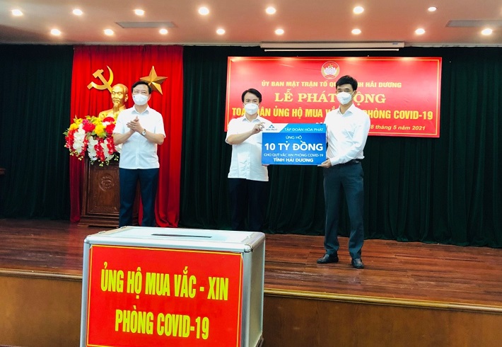 Tập đoàn Hòa Phát ủng hộ 10 tỷ đồng vào Quỹ vắc xin phòng Covid-19 của tỉnh Hải Dương