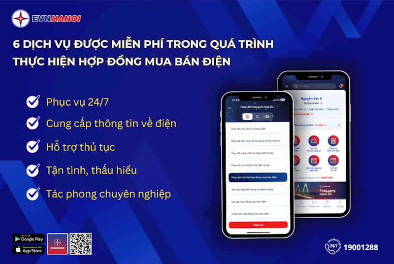 Khi thực hiện Hợp đồng mua bán điện, dịch vụ nào được miễn phí