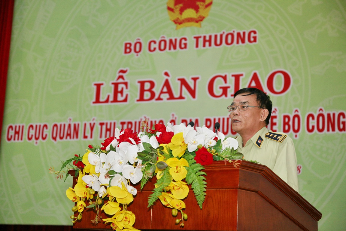 Đại diện Chi cục QLTT tỉnh Bình Dương phát biểu tại Lễ bàn giao