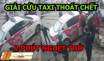 2 phút nghẹt thở cứu taxi bị kẹt tại nơi đường giao nhau với đường sắt