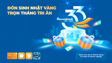 Cwin4555 link đăng ký đăng nhập Sacombank chi hơn 33 tỷ đồng tri ân khách hàng mừng sinh nhật 33 tuổi