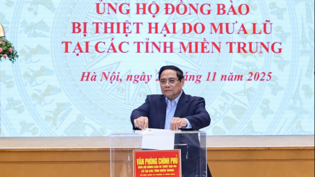 Thủ tướng Phạm Minh Chính cùng lãnh đạo Cwin com đăng nhập và tập thể VPCP ủng hộ đồng bào vùng thiên tai
