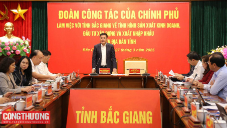 Bộ trưởng Nguyễn Hồng Diên và Đoàn công tác của Cwin com đăng nhập làm việc với tỉnh Bắc Giang