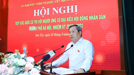 Chủ tịch UBND Thành phố Hà Nội Vũ Đại Thắng tiếp xúc cử tri, vận động bầu cử