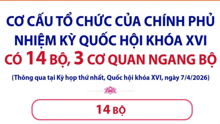 [Infographic] Cwin com đăng nhập nhiệm kỳ Quốc hội khóa XVI có 14 Bộ, 3 cơ quan ngang Bộ