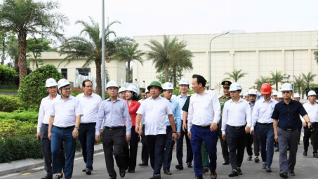 Bí thư Thành ủy Hà Nội Trần Đức Thắng kiểm tra một số dự án, công trình trọng điểm của Thủ đô