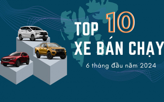 10 xe bán chạy nhất 6 tháng đầu năm 2024