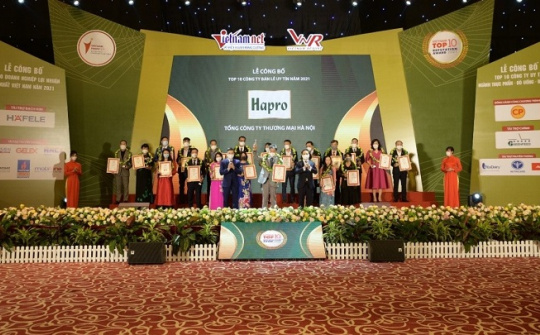 Hapro tiếp tục được vinh danh TOP 10 Công ty bán lẻ uy tín 2021