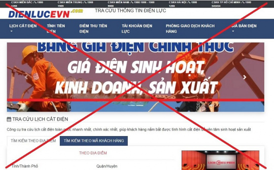 Xuất hiện trang mạng giả mạo thương hiệu EVN