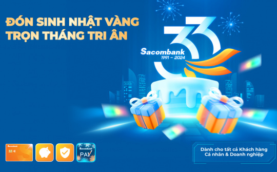 Cwin4555 link đăng ký đăng nhập Sacombank chi hơn 33 tỷ đồng tri ân khách hàng mừng sinh nhật 33 tuổi