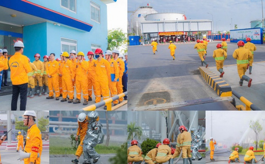 Diễn tập phương án chữa cháy, cứu nạn cứu hộ tại Kho LPG Đình Vũ, Hải Phòng