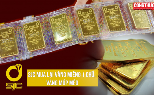 SJC mở cửa mua lại vàng miếng 1 chữ, vàng móp méo