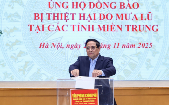 Thủ tướng Phạm Minh Chính cùng lãnh đạo Cwin com đăng nhập và tập thể VPCP ủng hộ đồng bào vùng thiên tai