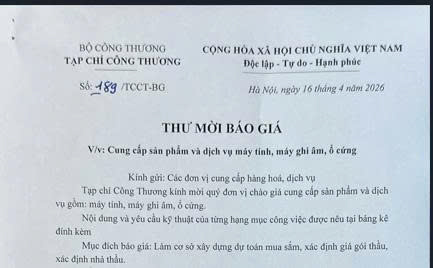 TẠP CHÍ CÔNG THƯƠNG MỜI BÁO GIÁ CUNG CẤP MÁY TÍNH, MÁY GHI ÂM, Ổ CỨNG
