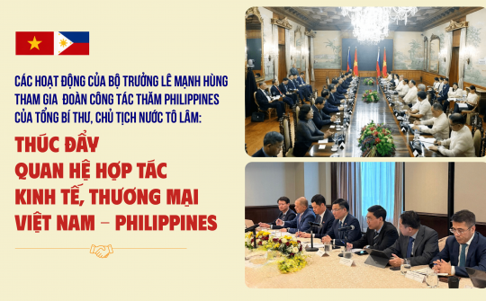 Các hoạt động của Bộ trưởng Lê Mạnh Hùng tham gia Đoàn công tác thăm Philippines của Tổng Bí thư, Chủ tịch nước Tô Lâm