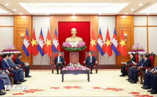 Tổng Bí thư, Chủ tịch nước Tô Lâm  tiếp Thủ tướng Vương quốc Campuchia Hun Manet