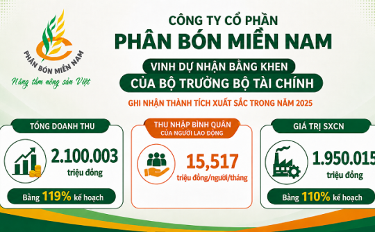 Công ty CP Phân bón Miền Nam và Tổng Giám đốc Đỗ Văn Tuấn nhận Bằng khen của Bộ trưởng Bộ Tài chính