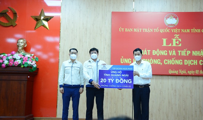 Hòa Phát ủng hộ tỉnh Quảng Ngãi 20 tỷ đồng phòng chống dịch Covid-19