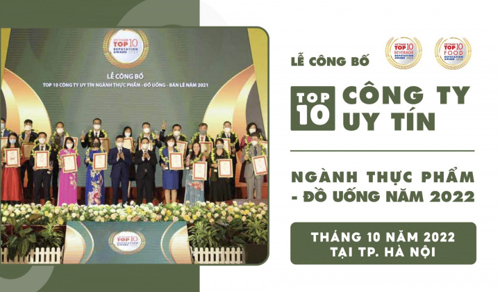 Top 10 công ty uy tín ngành Thực phẩm - Đồ uống năm 2022