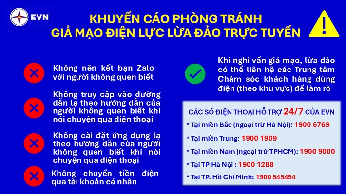 Tập đoàn Điện lực Việt Nam cảnh báo giả mạo nhân viên Điện lực để lừa đảo