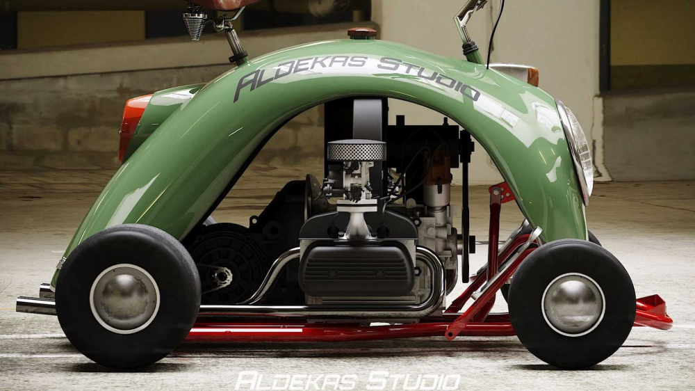 Động cơ đặt dưới thân xe go kart Volkswagen