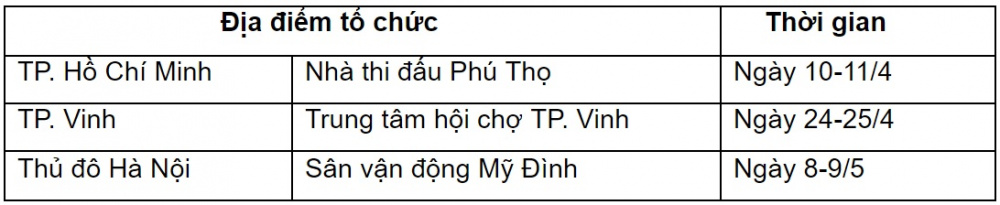 Chuỗi sự kiện diễn ra đầu tiên tại Tp Hồ Chí Minh và sẽ có mặt tại nhiều thành phố lớn khác trên toàn quốc.