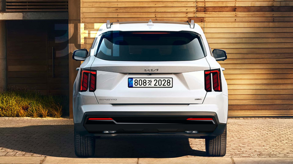 Đuôi xe Kia Sorento 2024 được Gotcha Cars phác thảo dựa trên hình ảnh ngụy trang