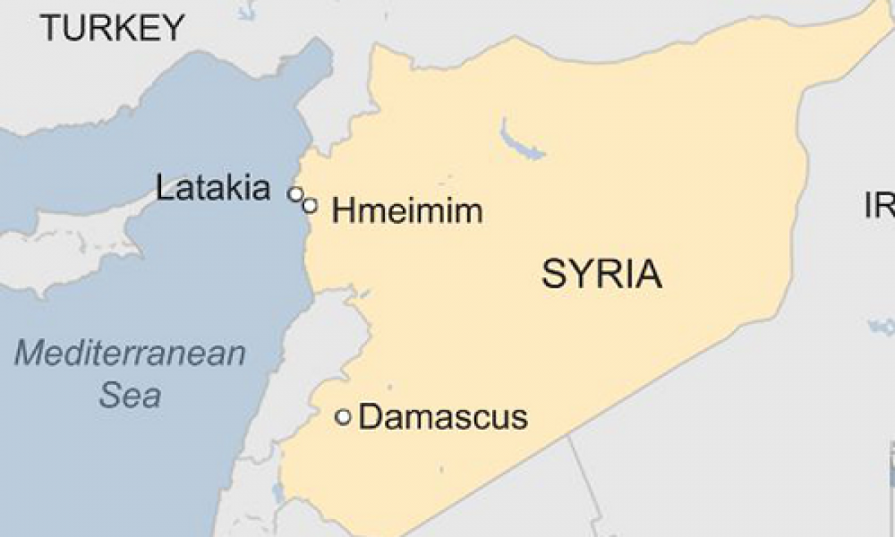 Vị trí căn cứ không quân Hmeymim của Nga ở Syria