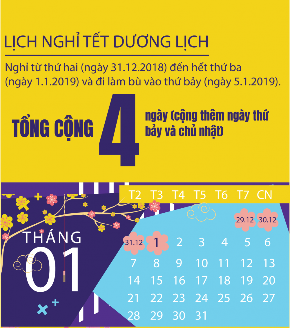 lịch nghỉ tết dương lịch