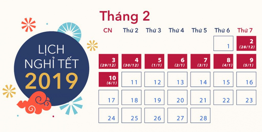 lịch nghỉ tết nguyên đán 2019