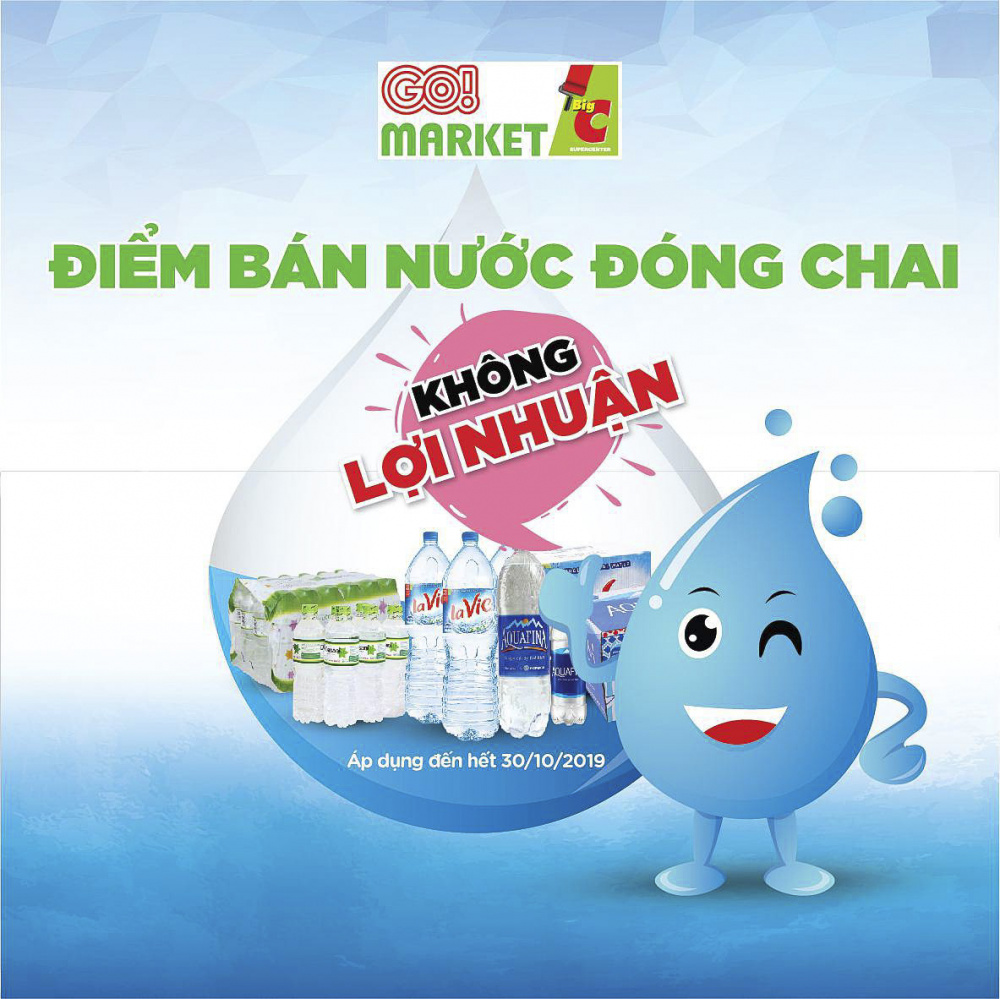 Big C áp dụng chương trình bán nước đóng chai không lợi nhuận đến hết tháng 10/2019