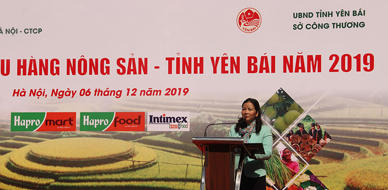 Bà Trần Thị Phương Lan, Phó Giám đốc Sở Công thương Hà Nội biểu dương Tập đoàn BRG và Hapro đã tích cực đồng hành liên kết thương mại với các tỉnh, thành trong cả nước thời gian qua