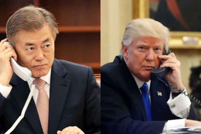 Ông Trump điện đàm với tổng thống hàn quốc Moon Jae-in