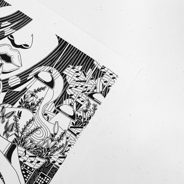 Cận cảnh một vài chi tiết của các bức Art Print Limited, thực hiện bởi họa sĩ Vũ Minh Quang. Ảnh: Fanpage Monosketch