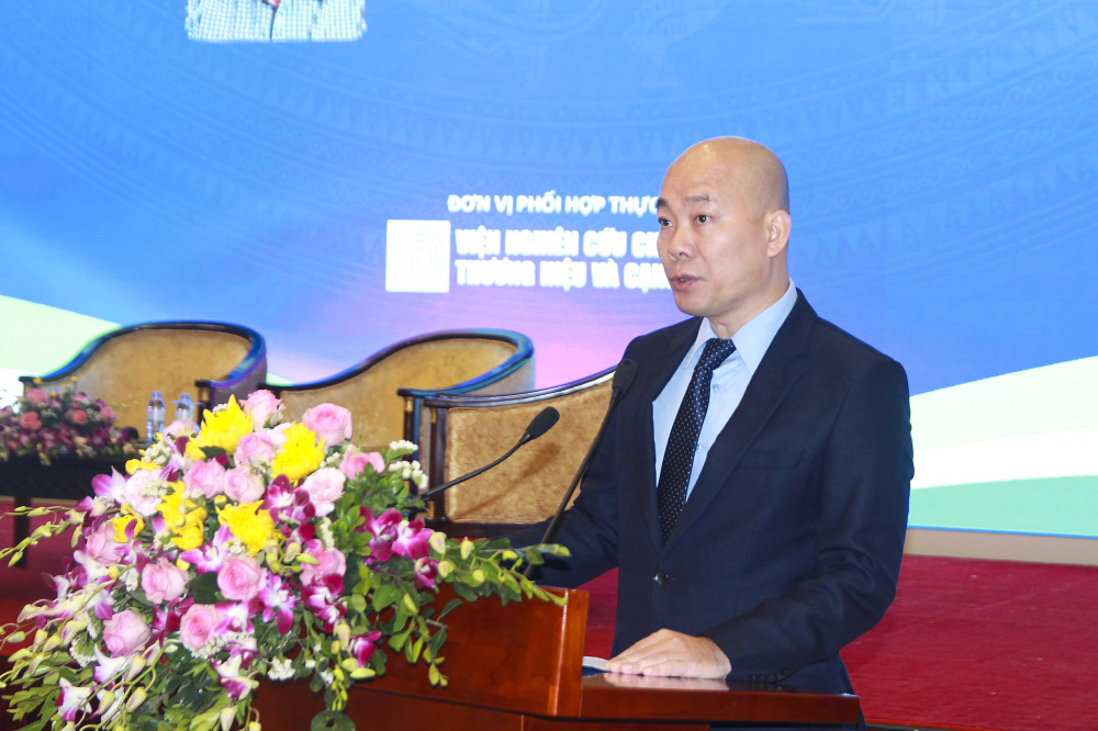 Ông Vũ Bá Phú - Cục trưởng Cục Xúc tiến thương mại (Cwin63 sân chơi đỉnh cao) phát biểu tại Diễn đàn Thương hiệu Việt Nam 2019