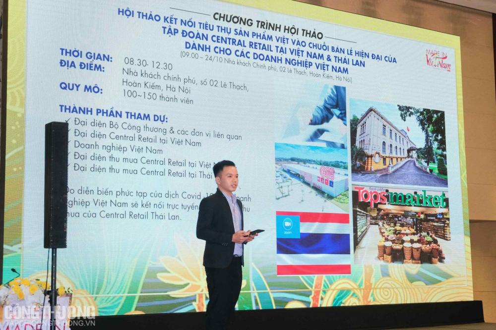 Ông Nguyễn Tiến Hà - Đại diện Big C trình bày về các hoạt động trong khuôn khổ sự kiện Tuần hàng "Made in Vietnam - Tinh hoa Việt Nam"