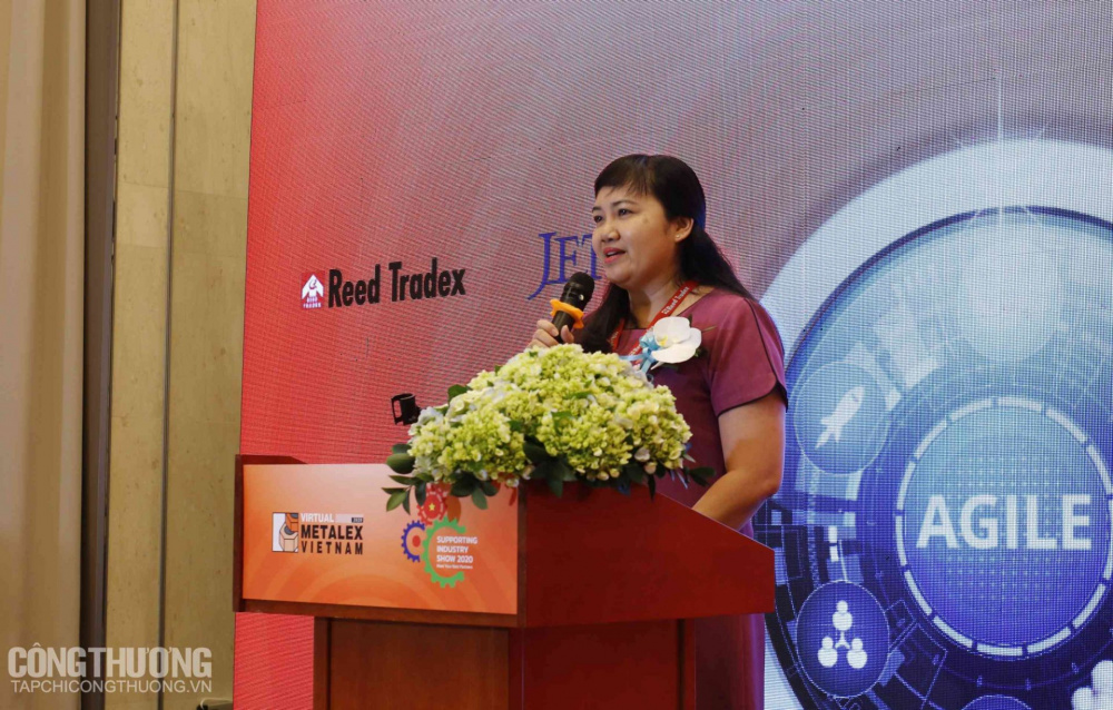 Bà Cao Phi Vân - Phó Giám đốc ITPC Triển lãm giúp cho các Cwincom hiện đang mở Việt Nam năng cao năng lực cạnh tranh, củng cố vị thế Việt Nam trong chuỗi cung ứng toàn cầu