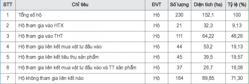 Tình hình tham gia hợp tác xã, tổ hợp tác