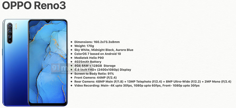 OPPO Reno 3 phiên bản toàn cầu b