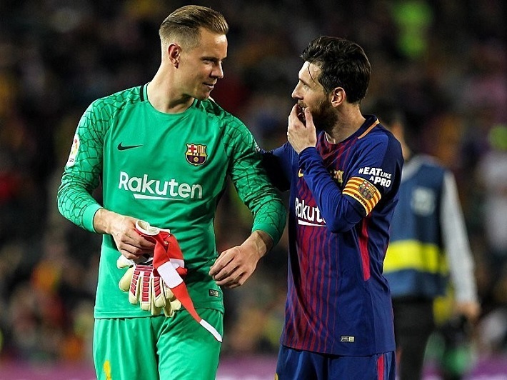 thủ quân Lionel Messi và thủ môn Ter Stergen