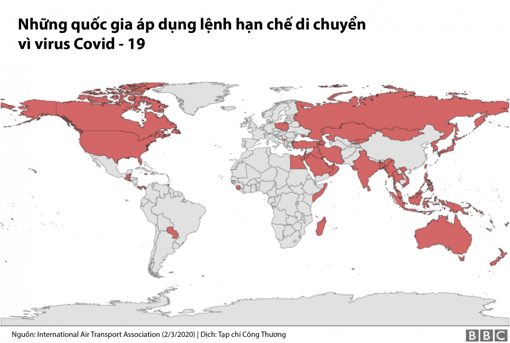 Nhiều quốc gia hạn chế di chuyển vì dịch virus Covid-19