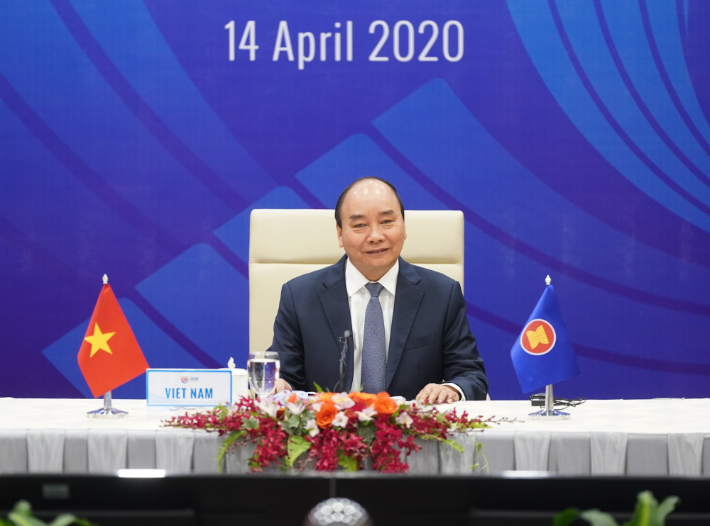 Thủ tướng Nguyễn Xuân Phúc chủ trì Hội nghị Cấp cao đặc biệt ASEAN sáng 14/4 trên cương vị Chủ tịch ASEAN 2020 (Ảnh: VGP/Quang Hiếu)