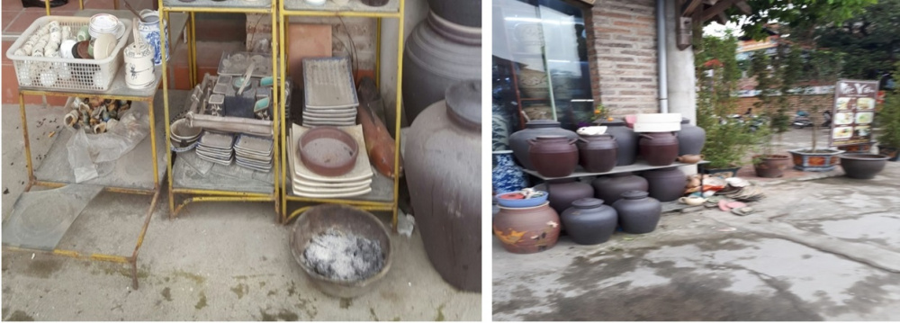 Chậu sắt “đốt vía” và khung cảnh thiếu thẩm mỹ phía sau một số cửa hàng