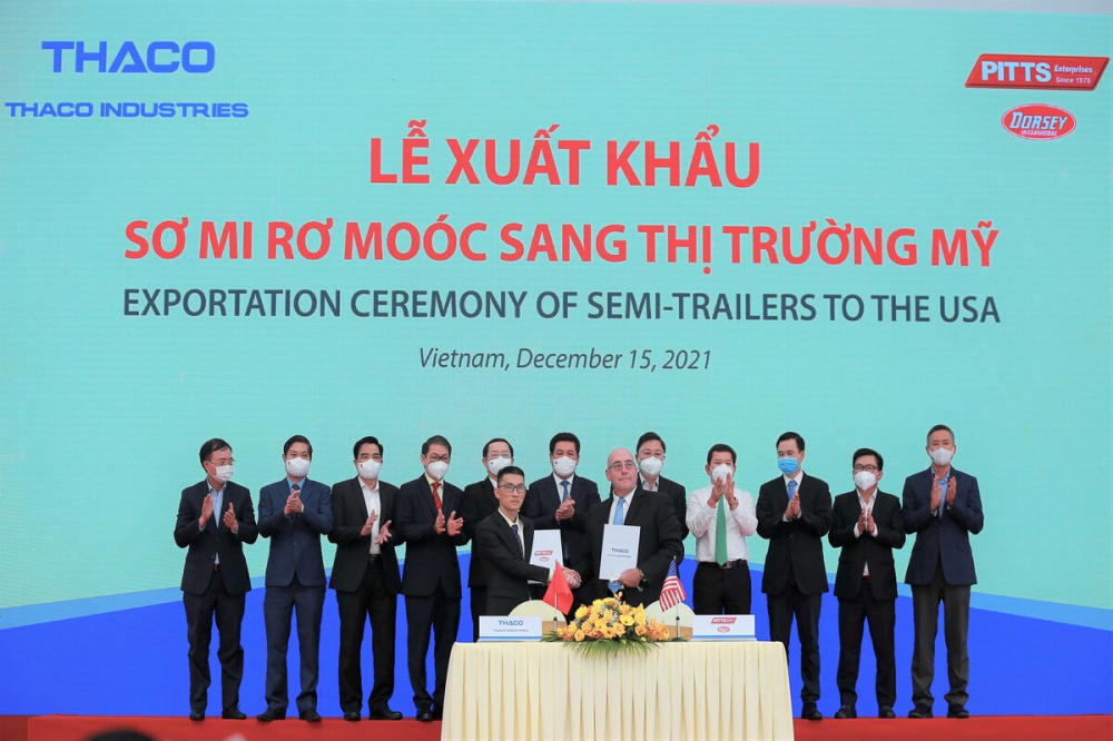 Lễ ký kết Thoả thuận hợp tác chiến lược và Cwin Đăng Ký + 1888k sơ mi rơ moóc sang thị trường Hoa Kỳ của Tập đoàn Thaco ngày 15/12/2021