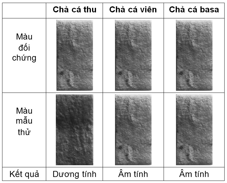 Kết quả chỉ thị hàn the của bộ test kit BK04