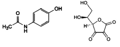 Cấu trúc của paracetamol (a) và acid ascorbic (b)
