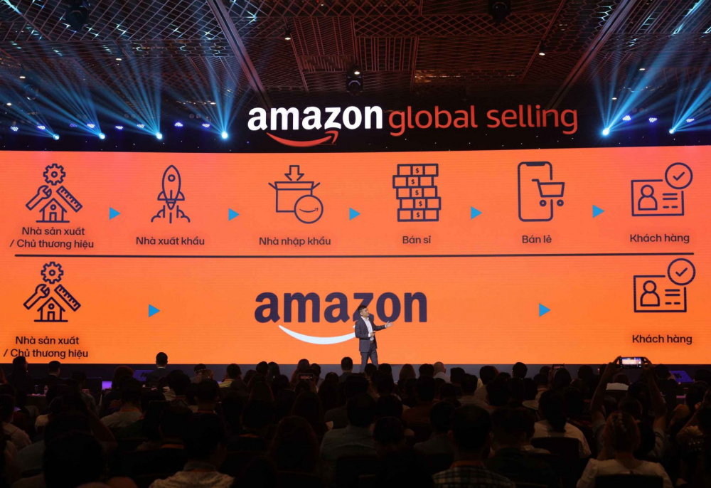 Ông Trần Xuân Thuỷ - Giám đốc khu vực miền Nam Amazon Global Selling Việt Nam giới thiệu về mô hình thương mại điện tử xuyên biên giới