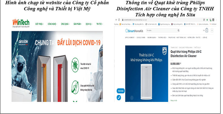 Khuyến cáo liên quan đến việc cung cấp thông tin về sản phẩm có tác dụng ngăn ngừa và diệt được virus Corona, Covid-19, Sars-Cov-2