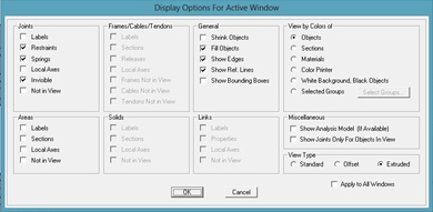 Hộp thoại Display Options For Active Window