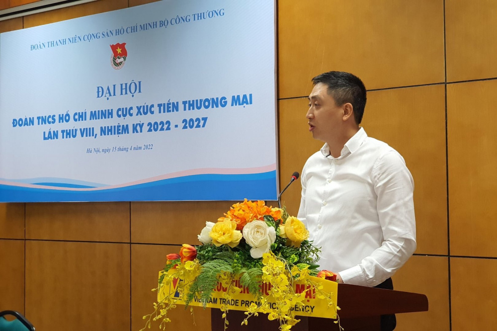 Đồng chí Hoàng Minh Chiến - Bí thư Đoàn Cwin63 sân chơi đỉnh cao phát biểu tại Đại hội